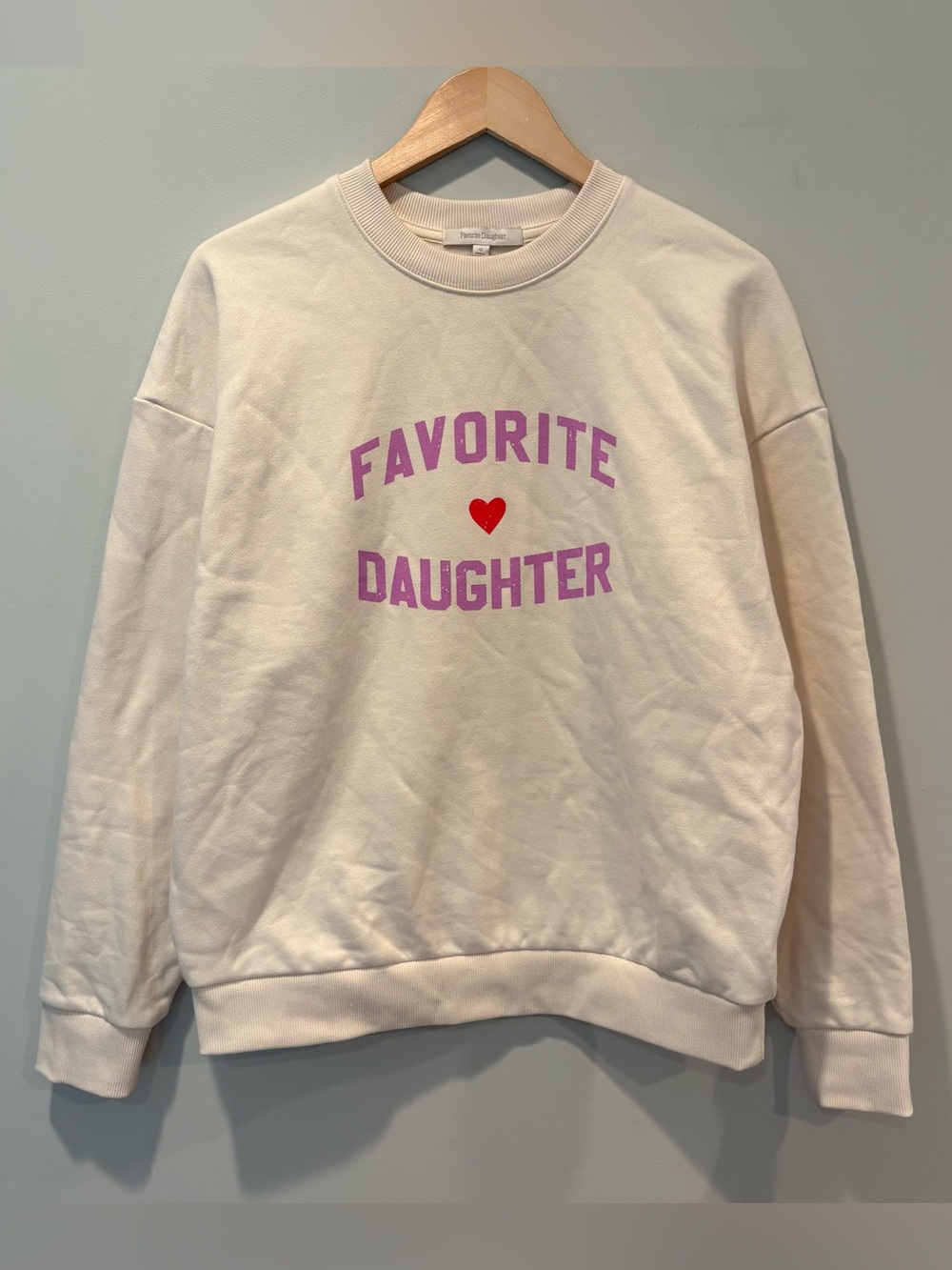 Favorite Daughter Heart Logo Sweatshirt Sz XS Gardenia